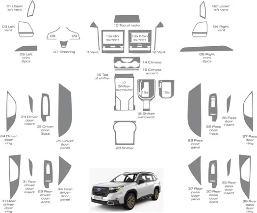 Subaru Forester 2019-2024 Interior WHZ Dashboard trim kit 37 Parts