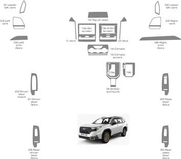 Subaru Forester 2019-2024 Innenraum WHZ Armaturenbrett Komplettverkleidungssatz 30 Teile