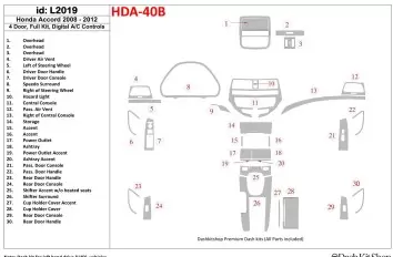 Honda Accord 2008-2012 Full Set, 4 Doors, Automatic AC Control BD Interieur Dashboard Bekleding Volhouder