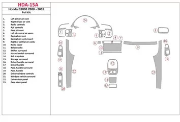 Honda S2000 2000-2005 Full Set, 23 Parts set Interior BD Dash Trim Kit