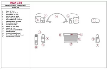 Honda S2000 2000-2005 Basic Set Interior BD Dash Trim Kit