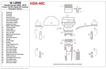 Honda Accord 2008-2012 Full Set, 4 Doors, Automatic AC Control, With NAVI system BD Interieur Dashboard Bekleding Volhouder