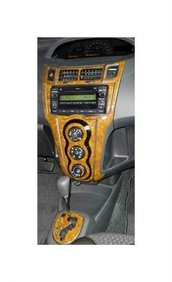 تويوتا يارس 12.05-12.09 طقم حواف لوحة القيادة الداخلية ثلاثي الأبعاد داش تريم ديكور 9-Parts 2