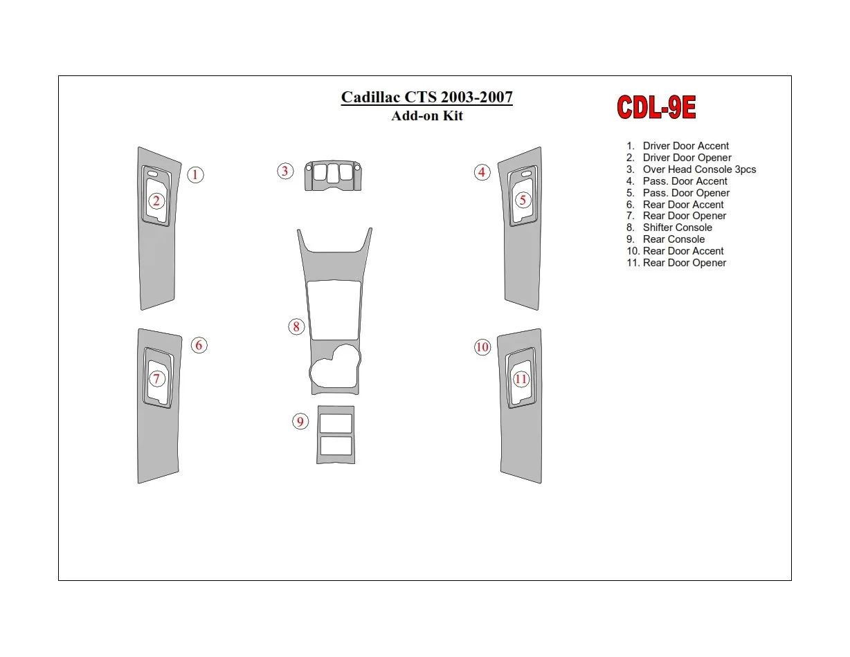 Cadillac CTS 2003-2007 additional kit Decor de carlinga su interior