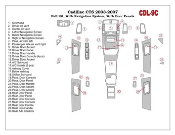 Cadillac CTS 2003-2007 Full Set, With NAVI, With Door Panels Interior BD Dash Trim Kit