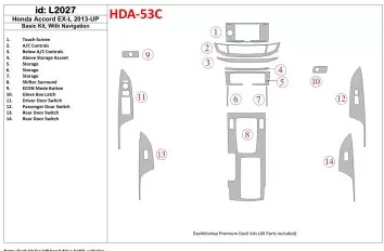 Honda Accord 2013-UP Basic Set, With NAVI Decor de carlinga su interior