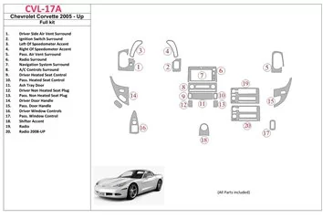 Chevrolet Corvette 2005-UP Full Set Interior BD Dash Trim Kit