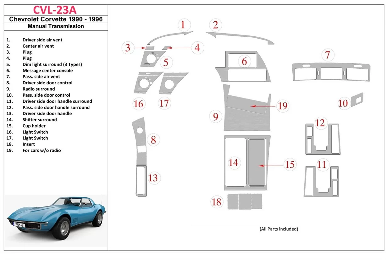 Chevrolet Corvette 1990-1996 Manual Gear Box BD innenausstattung armaturendekor cockpit dekor - 1- Cockpit Innenraum Dekor Chevrolet Corvette 1990-1996 Manual Gear Box BD innenausstattung armaturendekor cockpit dekor - 1- Cockpit Innenraum Dekor