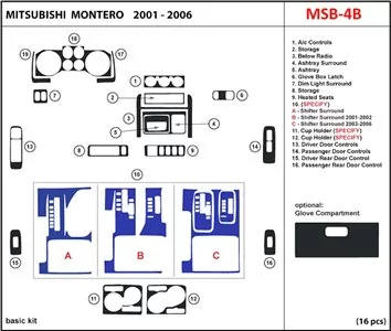 Mitsubishi Pajero/Montero 2000-2006 OEM Compliance Decor de carlinga su interior