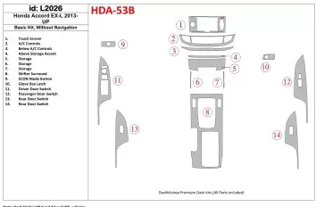 Honda Accord 2013-UP Basic Set, Without NAVI Interior BD Dash Trim Kit