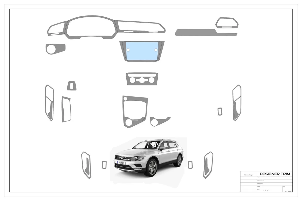 Volkswagen Tiguan 2018-2024 Inleg dashboard Interieurset aansluitend en pasgemaakt op he 21 -Teile