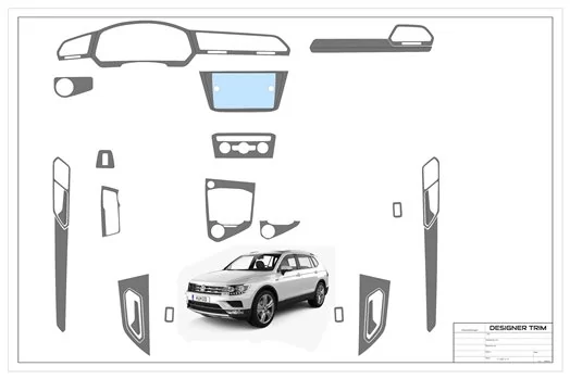 Volkswagen Tiguan 2018-2024 3D Interior Dashboard Trim Kit Dash Trim Dekor 27-Parts