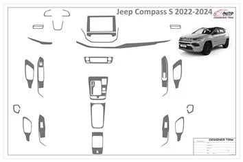 Jeep Compass S 2022-2025 Inleg dashboard Interieurset aansluitend en pasgemaakt op he 30 -Teile