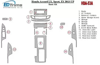 Honda Accord 2013-UP Basic Set Interior BD Dash Trim Kit