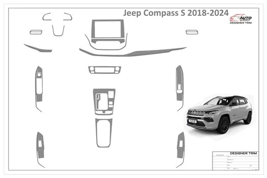 Jeep Compass S 2022-2025 Inleg dashboard Interieurset aansluitend en pasgemaakt op he 24 -Teile