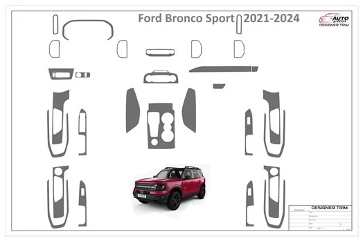 Ford Bronco Sport 2021-2024 3D Interior Dashboard Trim Kit Dash Trim Dekor 29-Parts