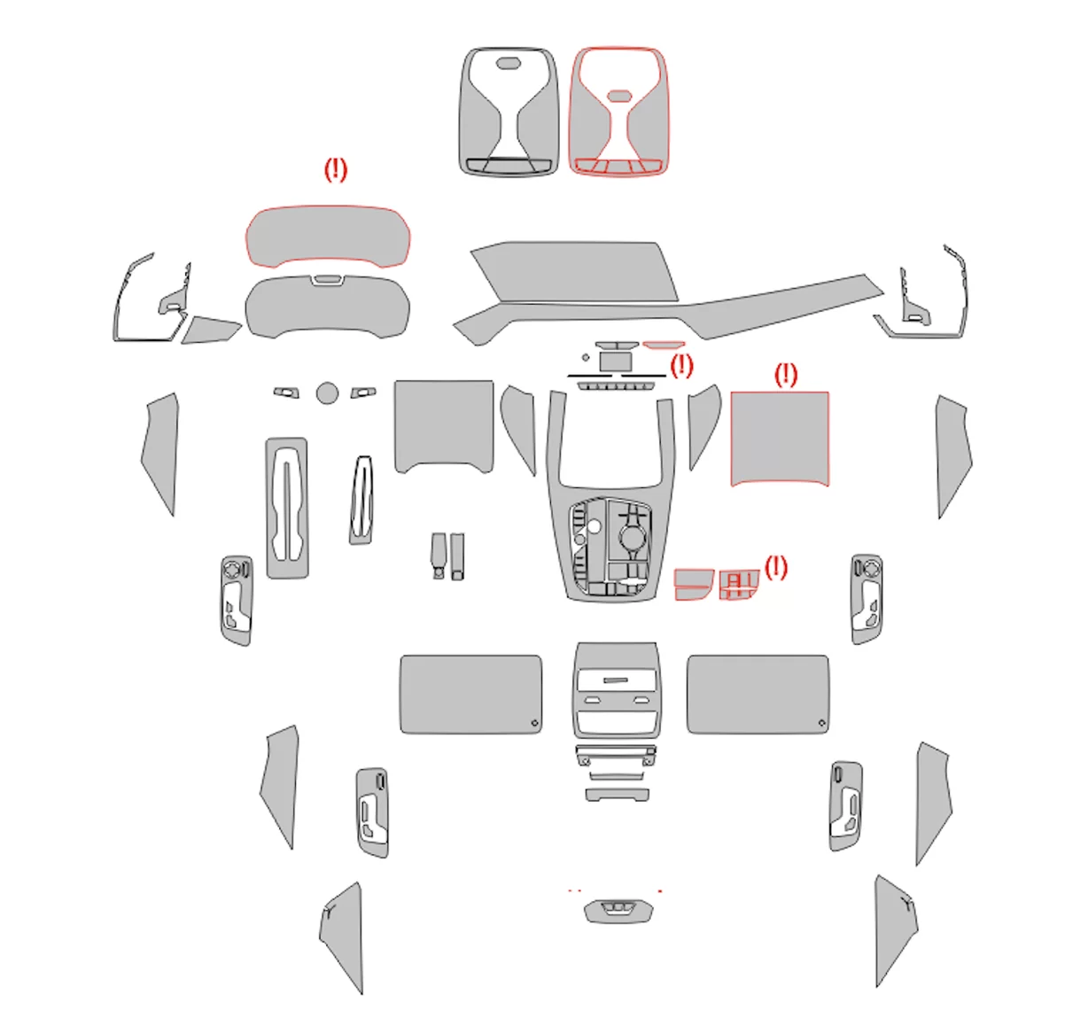 BMW X7 G07 2019 Car Interior Wrap Cutting Template