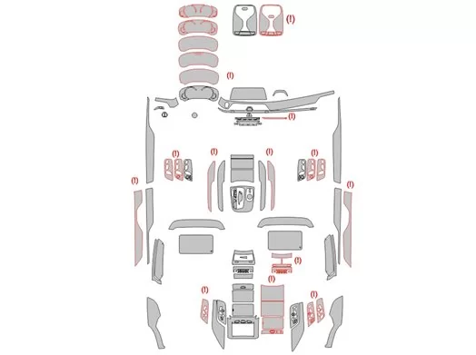 BMW 7er G11 G12 2015-2022 Auto-Innenraum-Folien-Schneidevorlage