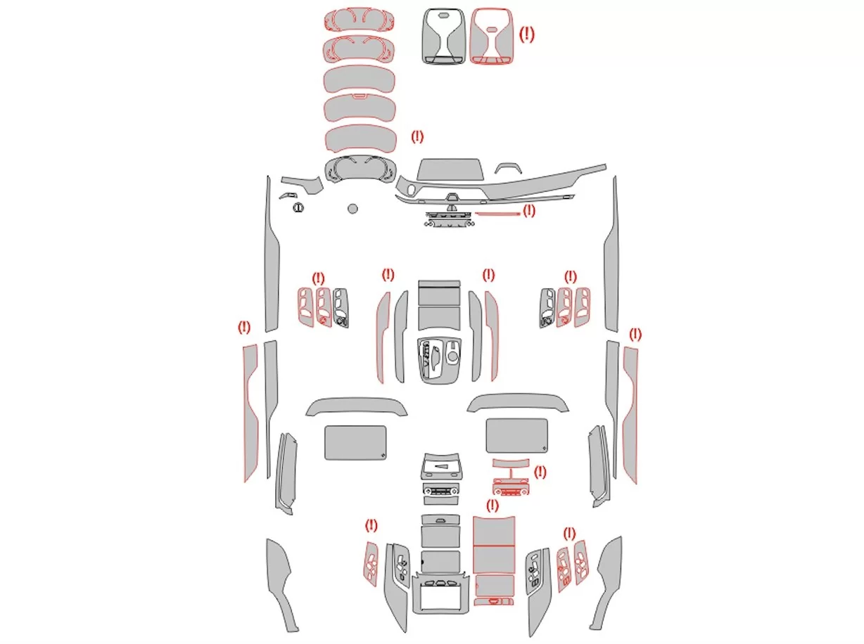 BMW 7er G11 G12 2015-2022 Auto-Innenraum-Folien-Schneidevorlage