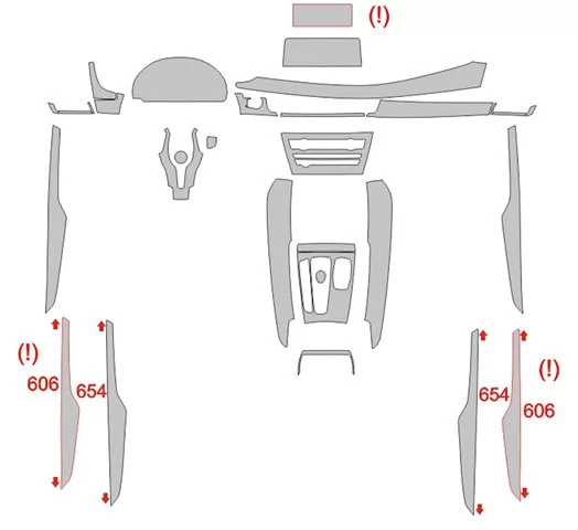 BMW X6 F16 2014 Car Interior Wrap Cutting Template