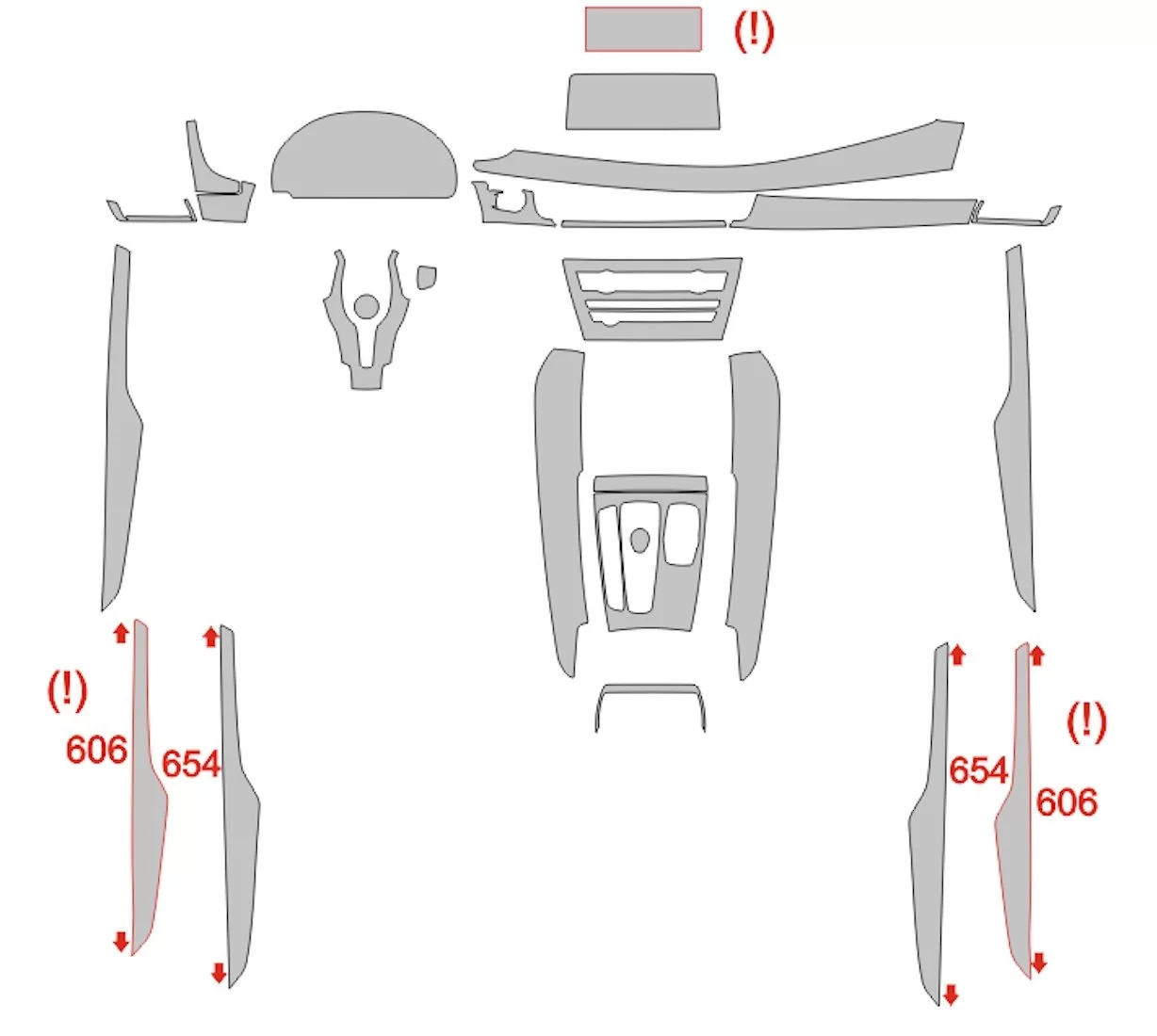 BMW X6 F16 2014 Car Interior Wrap Cutting Template