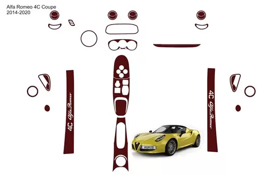 Alfa Romeo 4C Coupe 2014-2020 Habillage Décoration de Tableau de Bord 18-Pièce