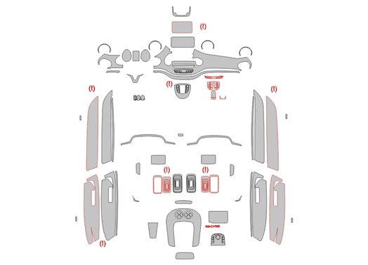 Plantilla de corte para envolver el interior de un Mercedes-Benz Clase V 2014