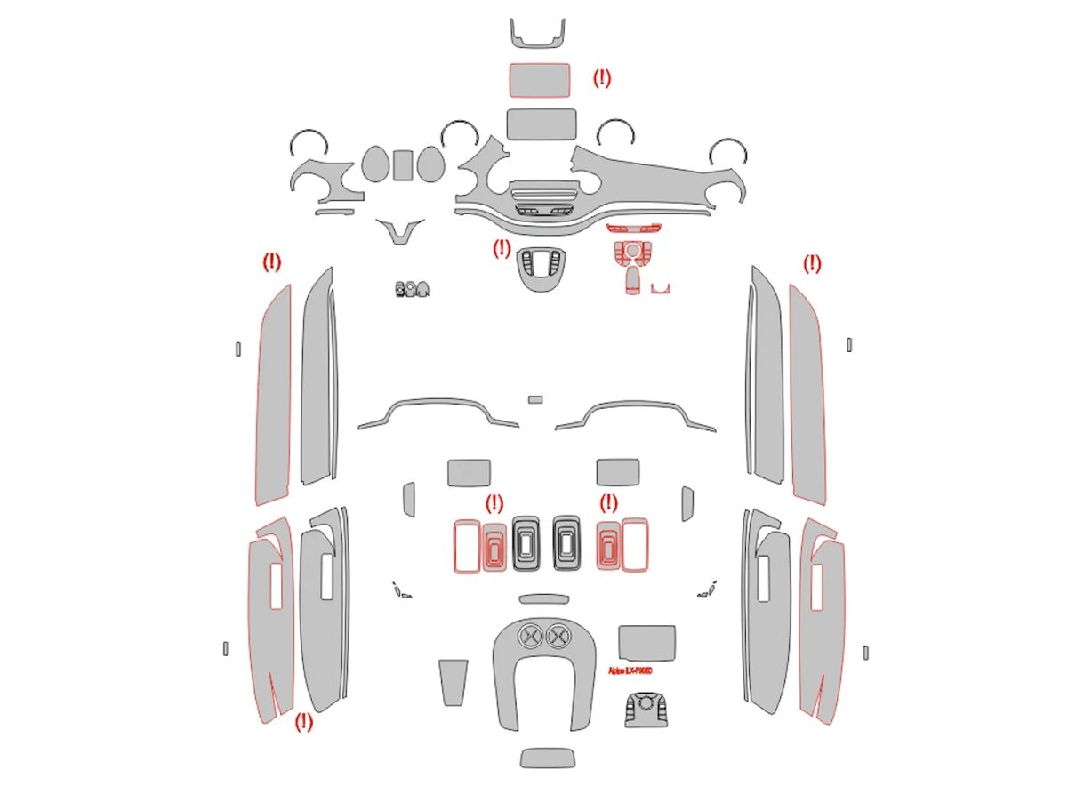 Modèle de découpe pour habillage intérieur de la Mercedes-Benz Classe V 2014