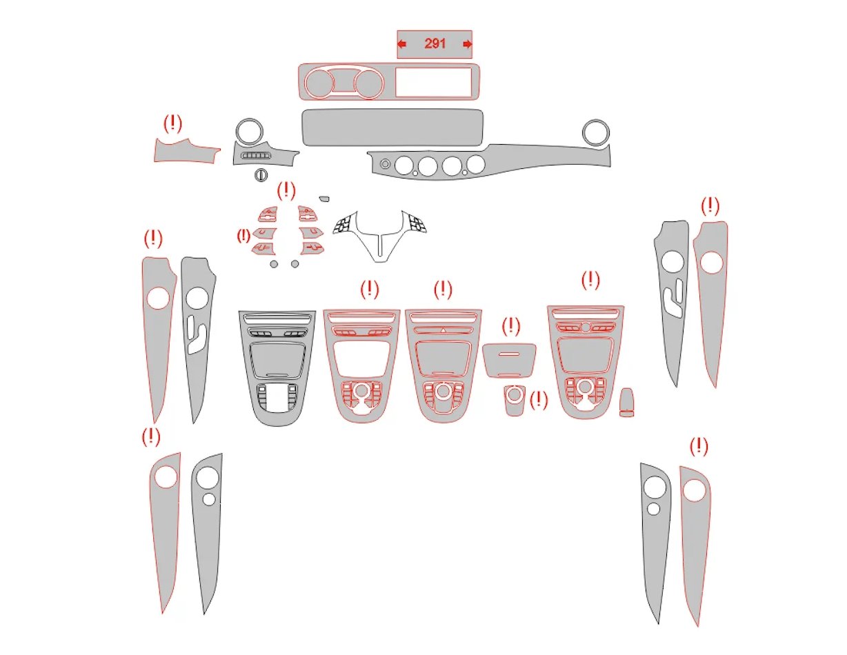 Mercedes-Benz E-Klasse W213 2016 – Schneidevorlage für Innenraumfolierung