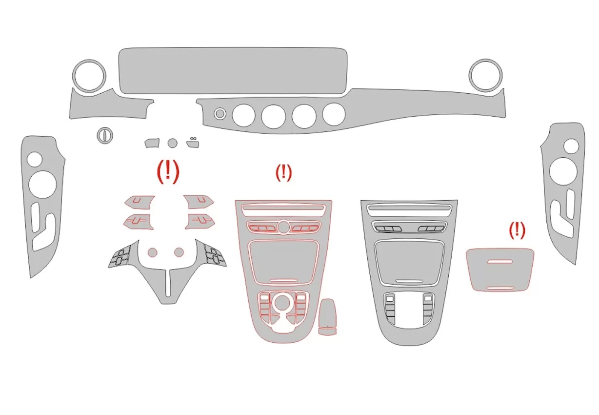 Plantilla de corte para envolver el interior del Mercedes-Benz Clase E Coupé C238 2016