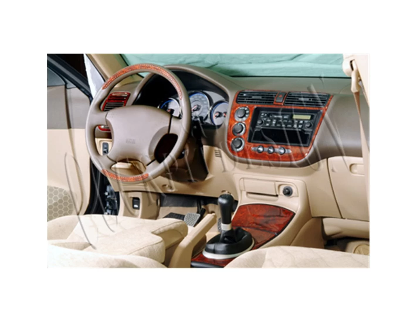 Honda Civic 04.01 - 06.06 Kit Rivestimento Cruscotto all'interno del veicolo Cruscotti personalizzati 10-Decori