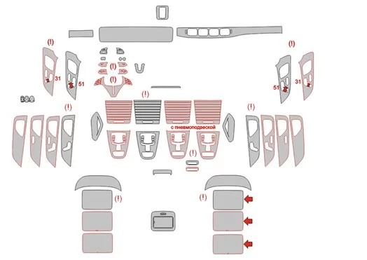 Mercedes-Benz GLE-Class W167 2018 Interior Wrap Cutting Template