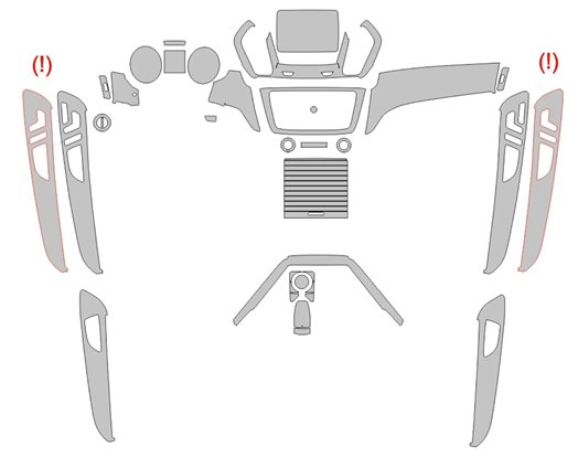 Mercedes-Benz GLS-Class X166 2015 Interior Wrap Cutting Template