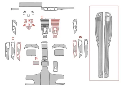 Plantilla de corte para envolver el interior del Mercedes-Benz GLS-Class X167 2019