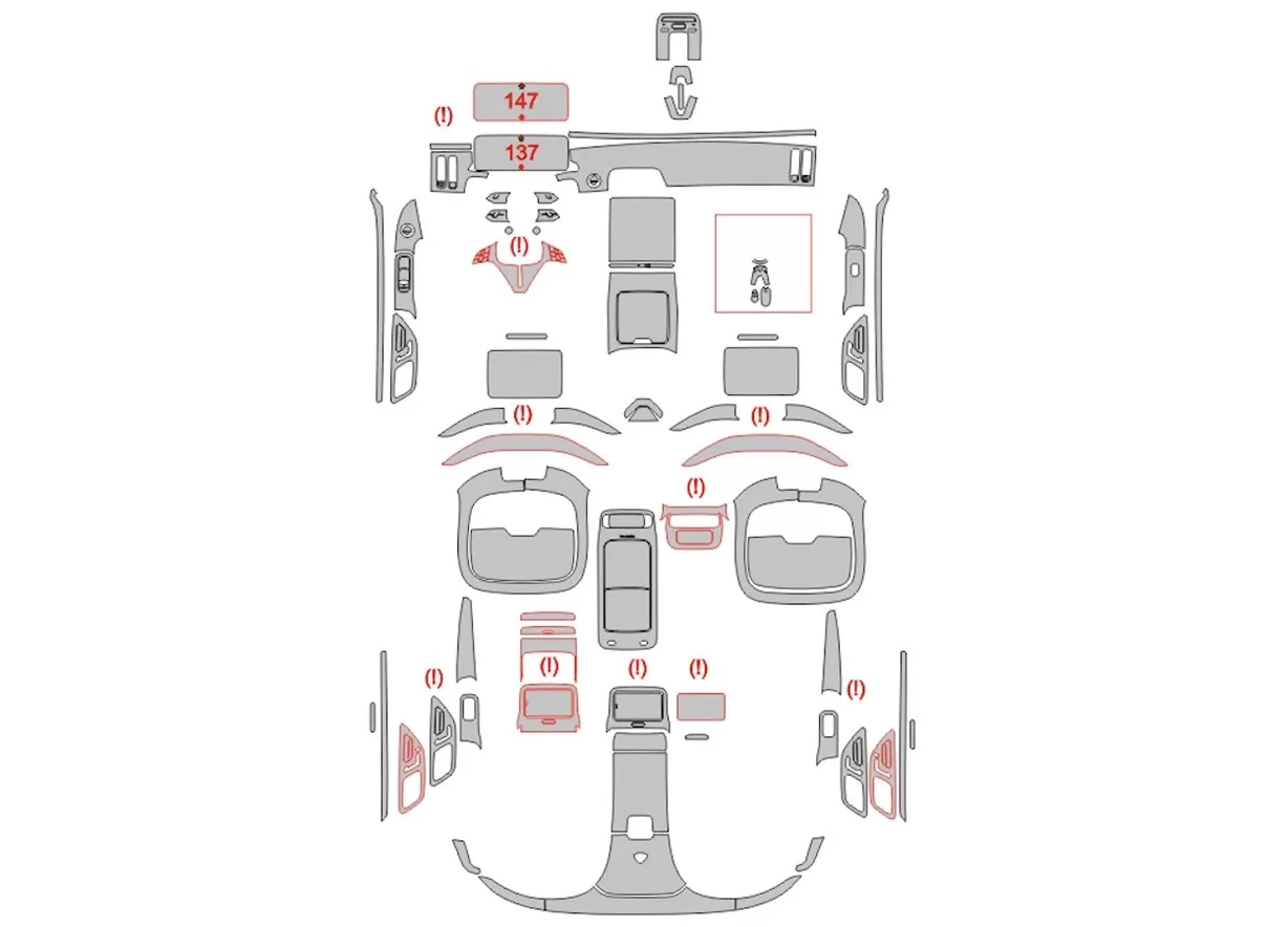 Mercedes-Benz S-Klasse Maybach Z223 2021 Interieur Wrap Snijsjabloon