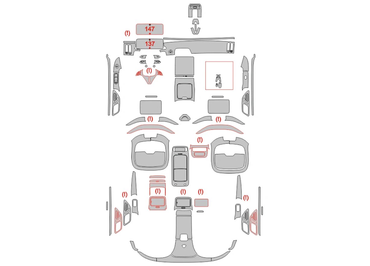 Plantilla de corte para envolver el interior del Mercedes-Benz Clase S Maybach Z223 2021