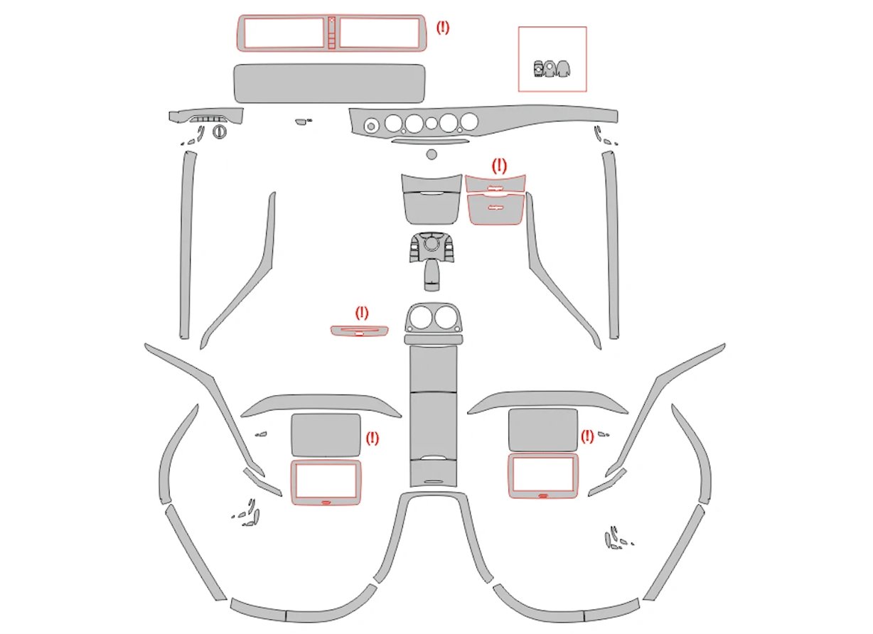 Mercedes-Benz S-Class Maybach X222 2014 Interior Wrap Cutting Template