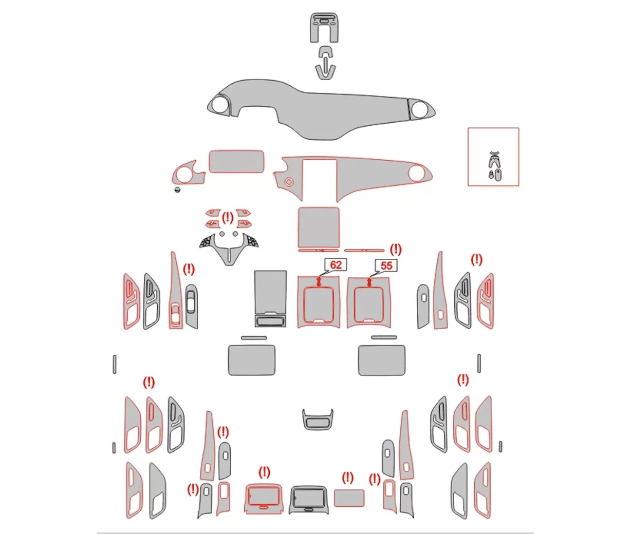 Mercedes-Benz EQE V295 2022 Interior Wrap Cutting Template