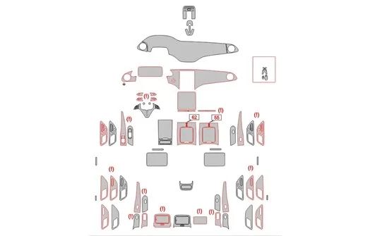 Plantilla de corte para envolver el interior del vehículo todoterreno Mercedes-Benz EQS X296 2022