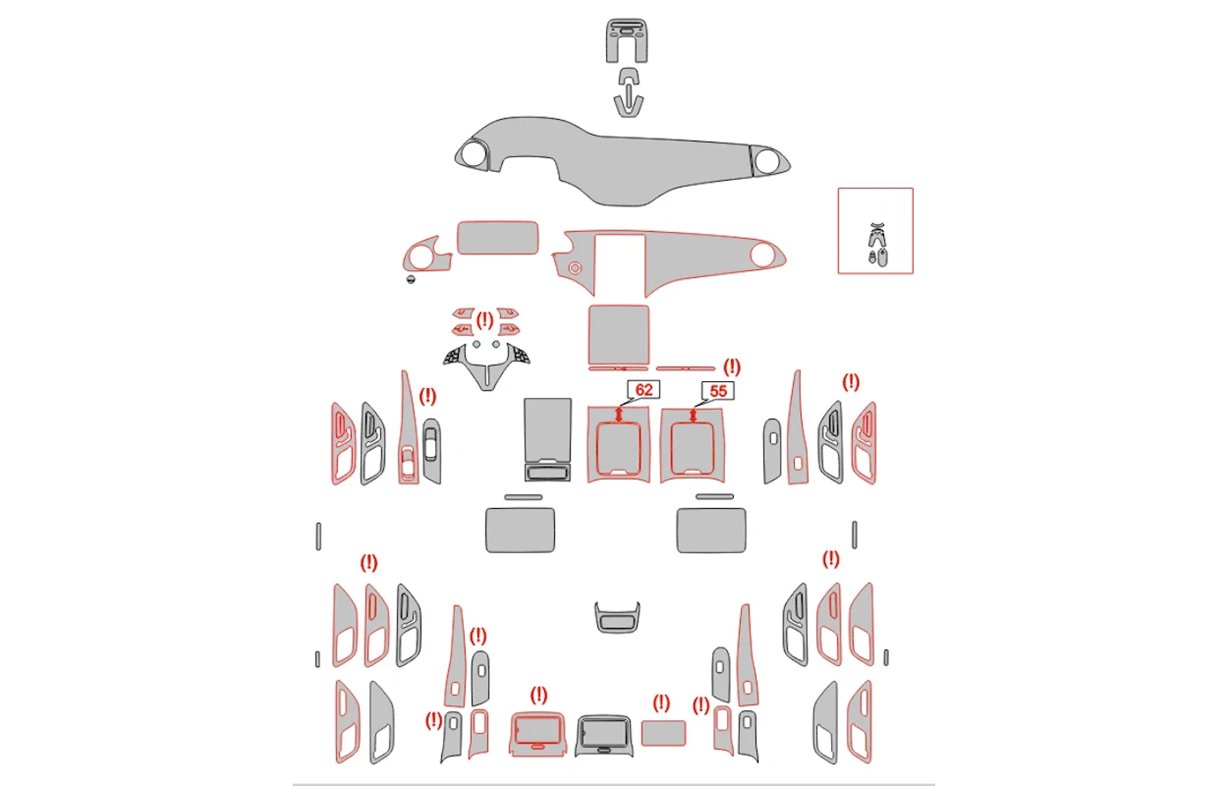 Mercedes-Benz EQS SUV X296 2022 Interior Wrap Cutting Template