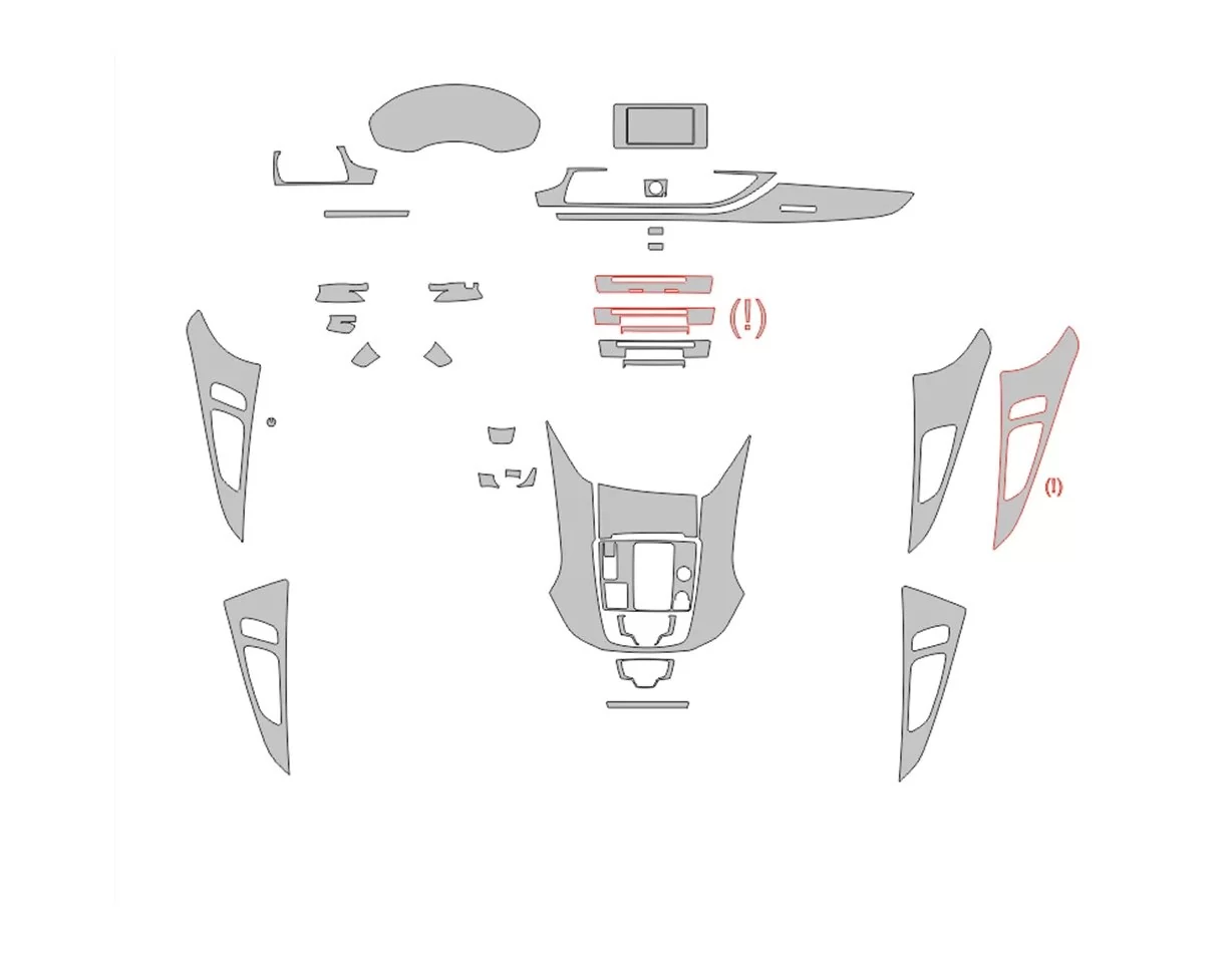 Plantilla de corte para envolver el interior del coche Audi A6 C7 2014