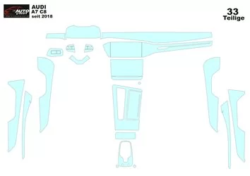 Plantilla de corte para envolver el interior del automóvil Audi A7 4K 2018