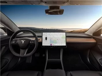 Plantilla de corte para envolver el interior del automóvil Tesla Model 3 2017