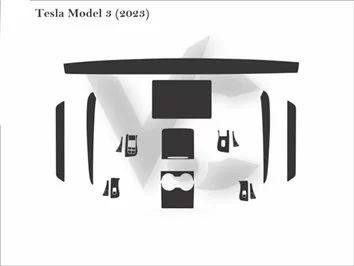 Plantilla de corte para envolver el interior del automóvil Tesla Model 3 2017