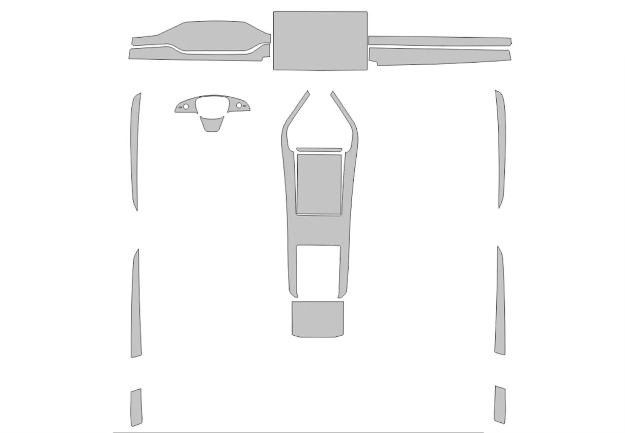 Plantilla de corte para envolver el interior del automóvil Tesla Model S 2021