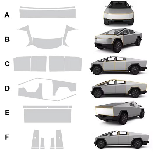 Plantilla de corte PPF de carrocería del Tesla Cybertruck 2024