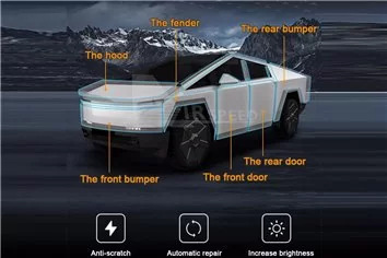 Modèle de découpe PPF pour enveloppe de carrosserie de voiture Tesla Cybertruck 2024