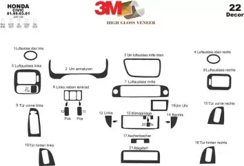 Honda Civic 09.95-03.01 3M 3D Interior Dashboard Trim Kit Dash Trim Dekor 22-Parts