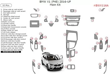 BMW X1 F48 ab 2015 3D Decor de carlinga su interior del coche 32-Partes