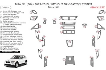 BMW X1 E84 2009-2015 3D Base Decor de carlinga su interior del coche 24-Partes